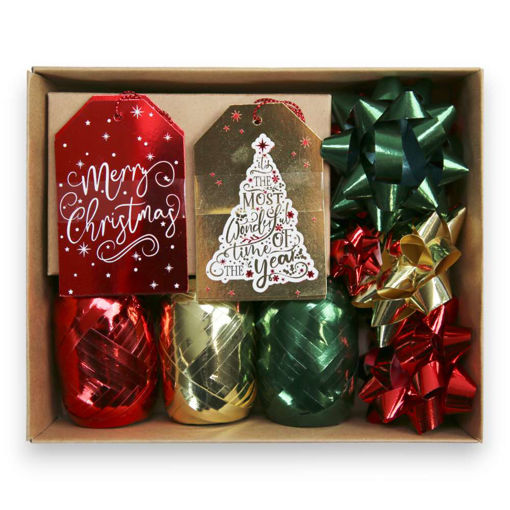 Picture of CHRISTMAS TRADITIONAL TAG & RIBBON ASSORTED - 15 PACK